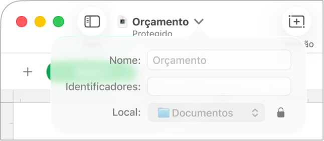 Pop-up para proteger ou desproteger uma folha de cálculo.