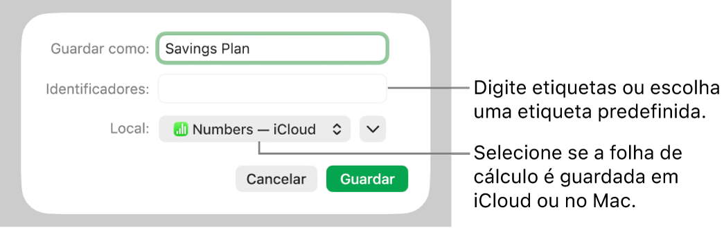 Caixa de diálogo “Guardar como”.