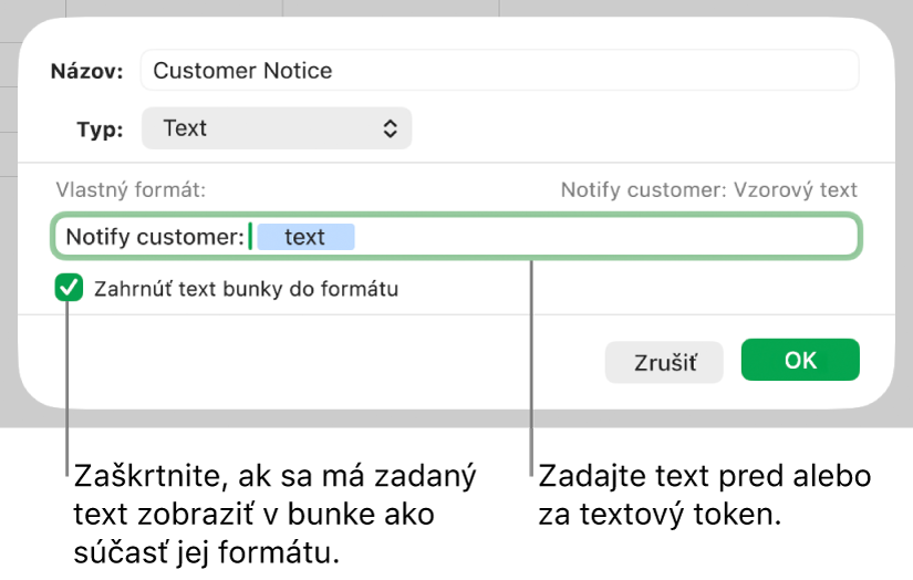 Vlastný formát textu.