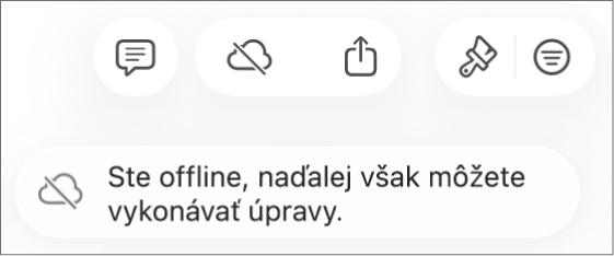 Upozornenie na obrazovke s oznámením Ste offline, ale naďalej môžete upravovať.