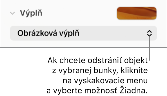Ovládacie prvky na odstránenie objektu z označenej bunky.
