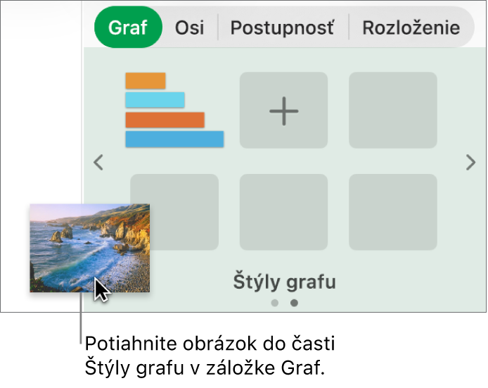 Vytvorenie nového štýlu potiahnutím obrázka do časti bočného panela štýlov grafu.