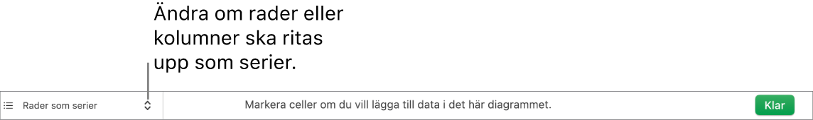 Popupmenyn för att välja om rader eller kolumner ska visas som serier.