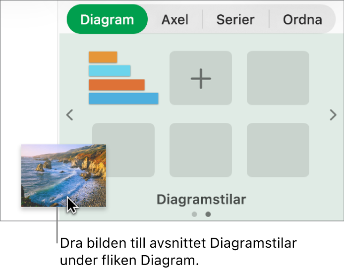 Skapa en ny stil genom att dra en bild till avsnittet diagramstilar i sidofältet.