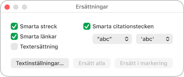 Fönstret Ersättningar.