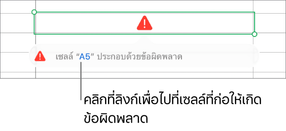 ลิงก์ที่ไปยังข้อผิดพลาดเซลล์