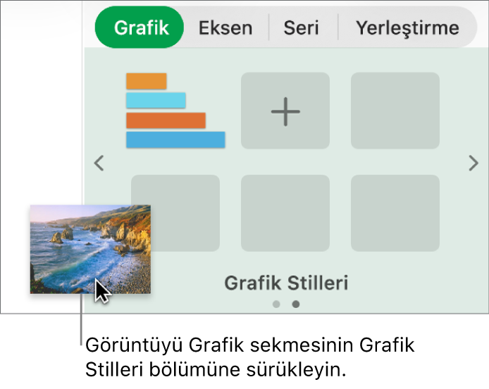 Yeni bir stil yaratmak için bir görüntüyü kenar çubuğunun grafik stilleri bölümüne sürükleme.