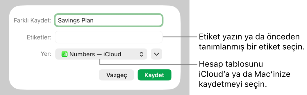 Farklı kaydet sorgu kutusu.