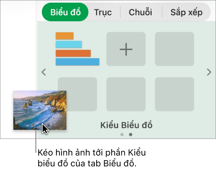 Kéo hình ảnh vào phần kiểu biểu đồ của thanh bên để tạo kiểu mới.