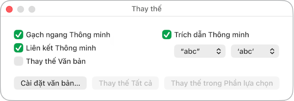 Cửa sổ Phương án thay thế.