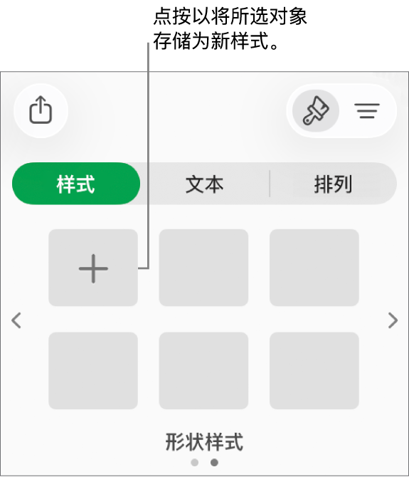 “格式”边栏中的“样式”标签,其中有四个图像样式、“创建样式”按钮和一个空白样式占位符。