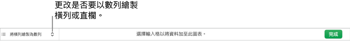 用於選擇是否要將橫列或直欄繪製成數列的彈出式選單。