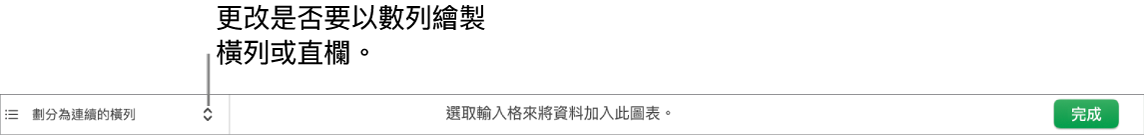 用於選擇是否要將橫列或直欄繪製成數列的彈出式選單。