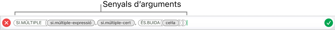 Editor de fórmules, que mostra una funció amb identificadors d’arguments