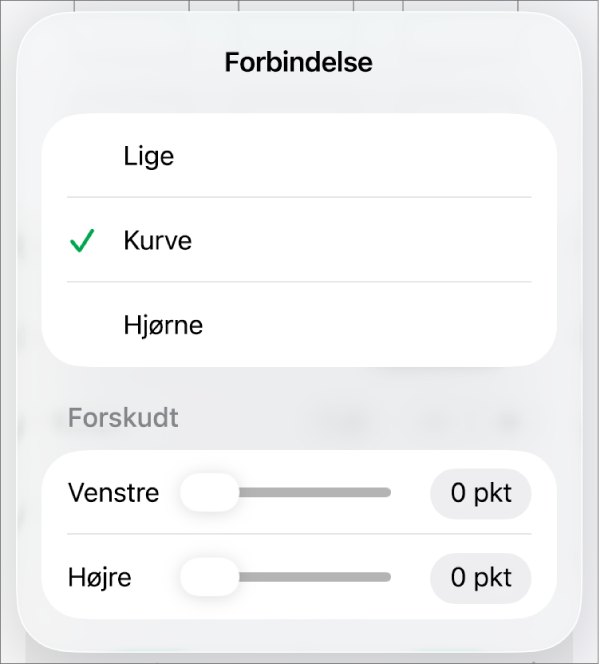 Forbindelsesmulighederne med Kurve valgt.