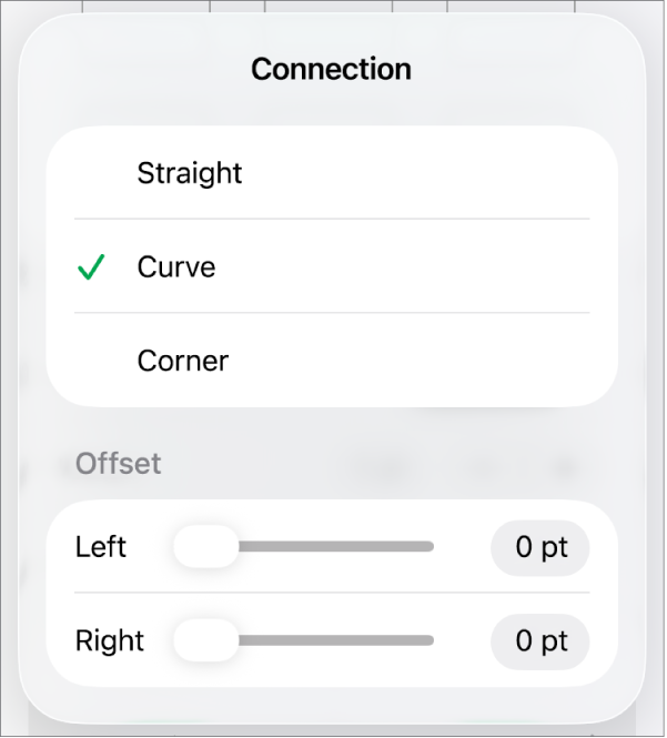 The Connection controls with Curve selected.