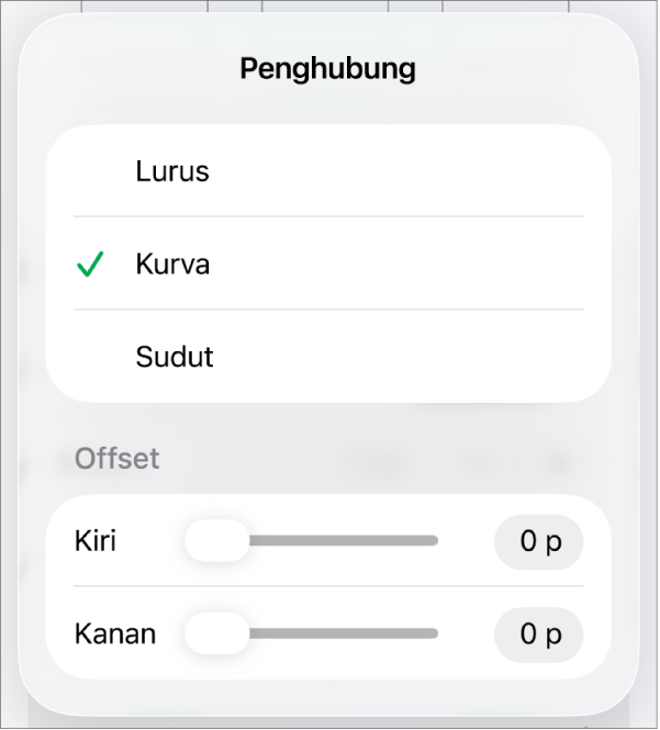 Kontrol Koneksi dengan Kurva dipilih.