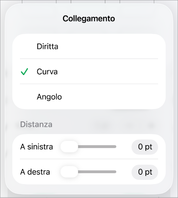 I controlli Connessione con Curva selezionato.