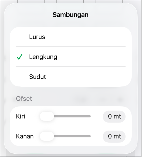 Kawalan Sambungan dengan Lengkung dipilih.