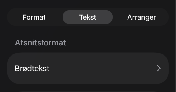 Et afsnitsformat med en stjerne og knappen Opdater til højre.
