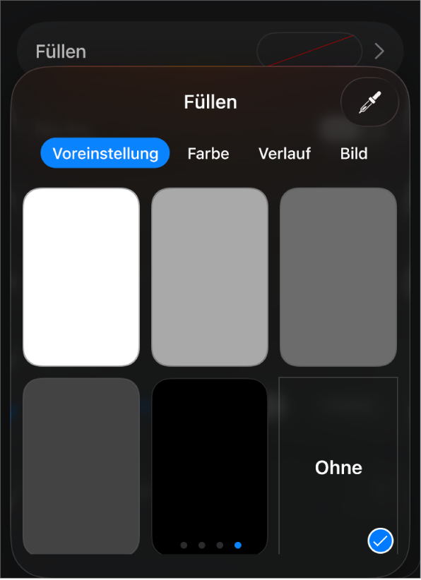 Die Steuerelemente „Füllen“ mit dem ausgewählten Element „Ohne“