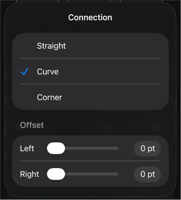The Connection controls with Curve selected.