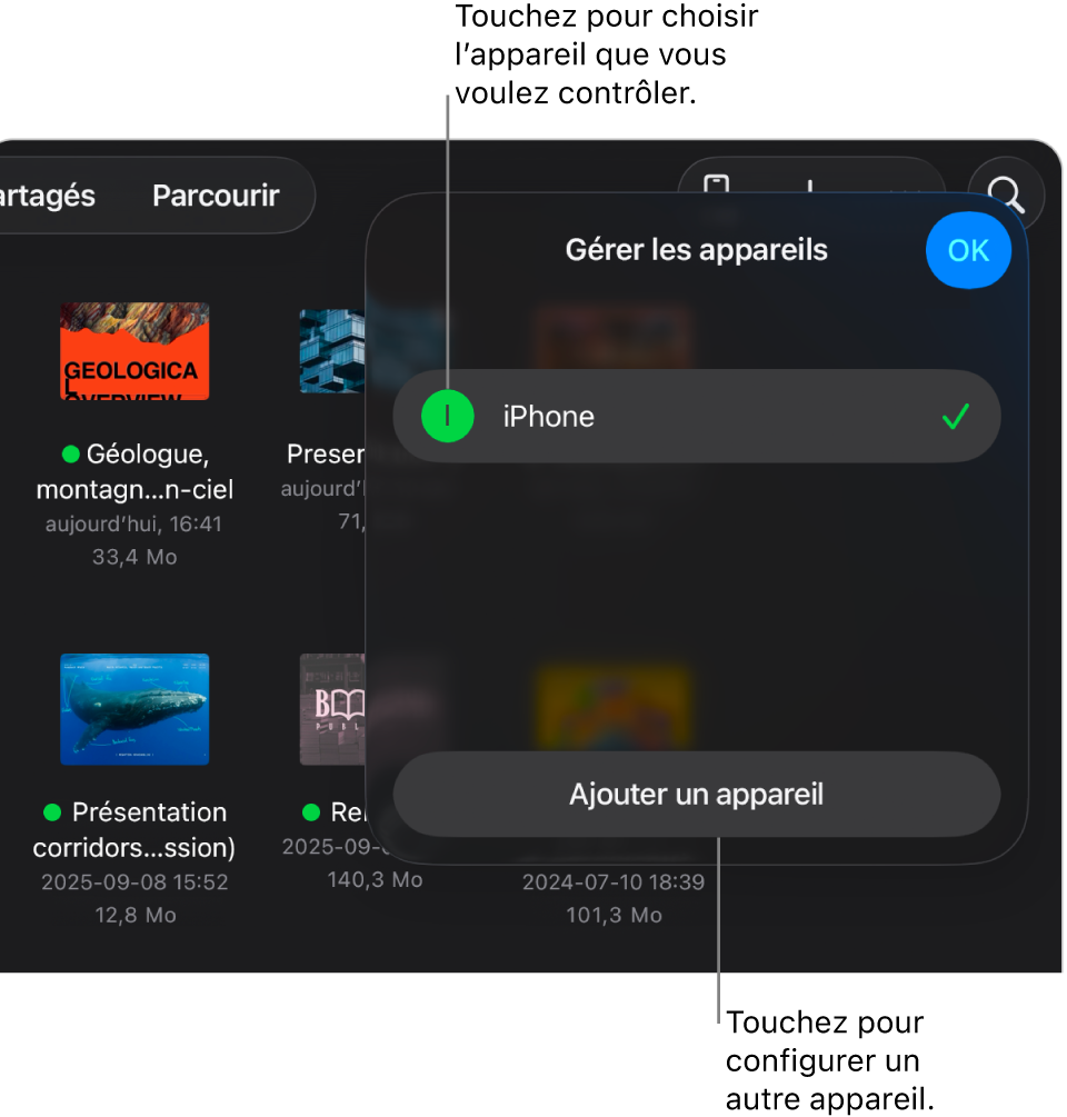 La fenêtre contextuelle Gérer les appareils affichant le lien Ajouter un appareil.