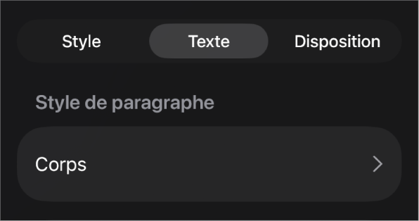 Style de paragraphe avec un astérisque affiché à côté et un bouton Mettre à jour à droite.
