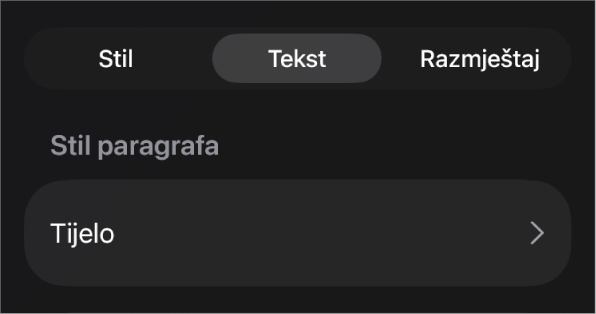 Stil paragrafa s asteriskom do njega i tipka Ažuriranja s desne strane.