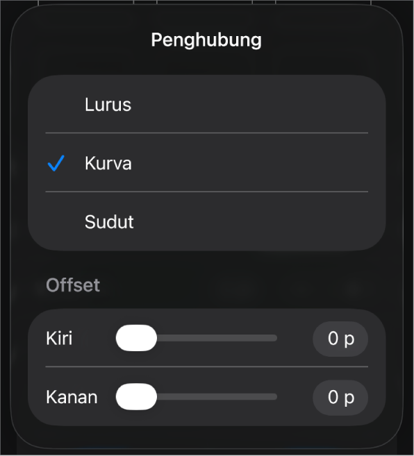 Kontrol Koneksi dengan Kurva dipilih.