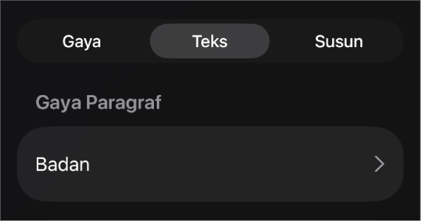 Gaya paragraf dengan asterisk di sampingnya dan tombol Perbarui di sebelah kanan.