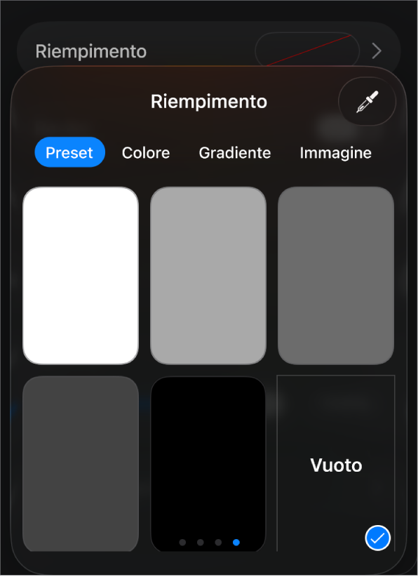 I controlli Riempimento con “Nessun riempimento” selezionato.