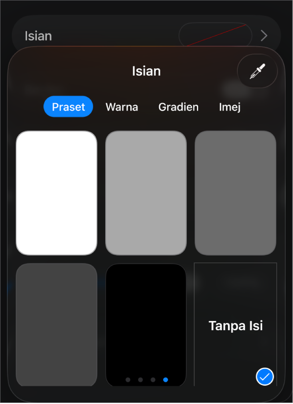 Kawalan Isian dengan Tanpa Isi dipilih.
