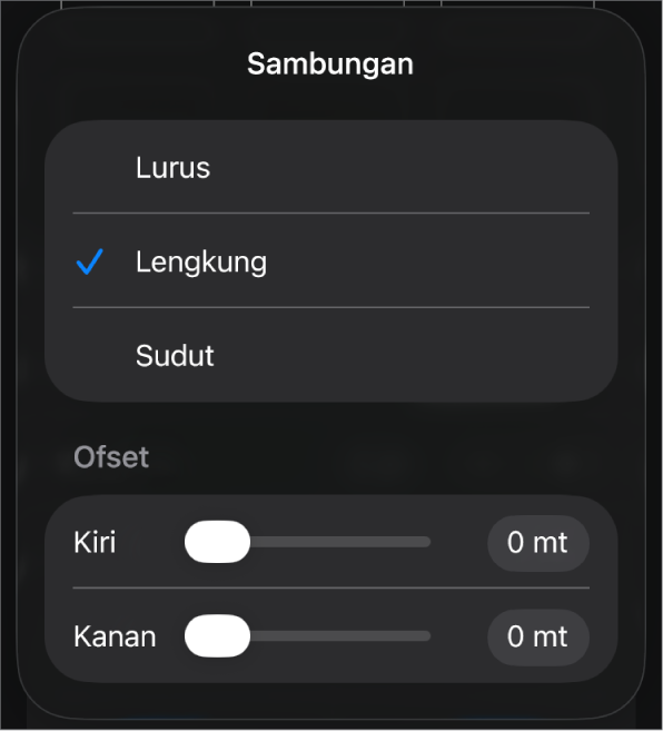 Kawalan Sambungan dengan Lengkung dipilih.