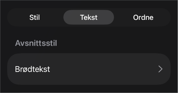 En avsnittsstil med en stjerne ved siden av, og en Oppdater-knapp til høyre.