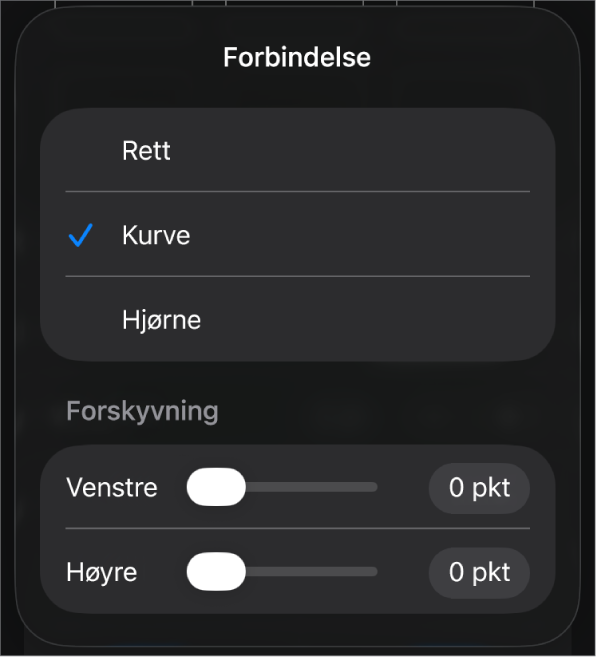 Forbindelseskontrollene med Kurve markert.