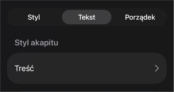 Styl akapitu z gwiazdką oraz znajdującym się po prawej stronie przyciskiem Uaktualnij.