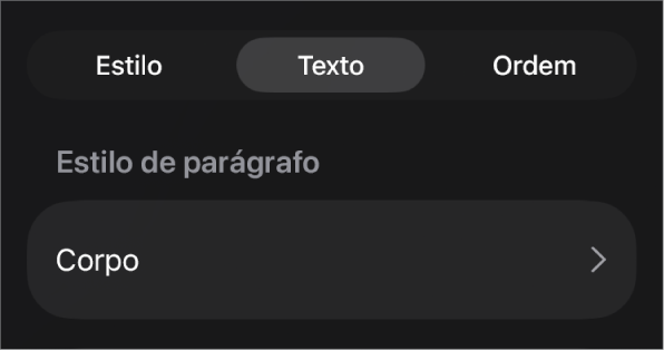 Um estilo de parágrafo com um asterisco junto ao mesmo e um botão "Atualizar” à direita.