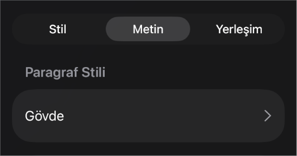 Yanında yıldız ve sağda Güncelle düğmesinin olduğu bir paragraf stili.