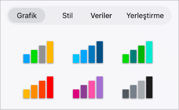 Biçim menüsünün Grafik sekmesindeki grafik stilleri.
