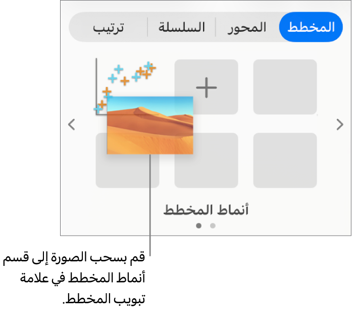 سحب صورة إلى أنماط المخطط لإنشاء نمط جديد.