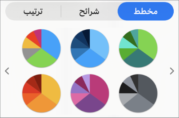 أنماط المخططات في علامة التبويب "المخطط" ضمن الشريط الجانبي "التنسيق".