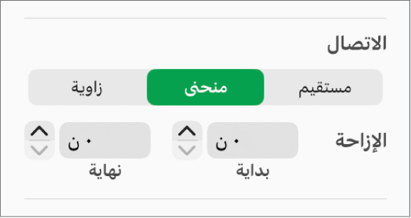 عناصر التحكم في الاتصال مع منحنى محدد.