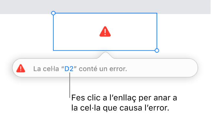 Un enllaç d’error de cel·la.
