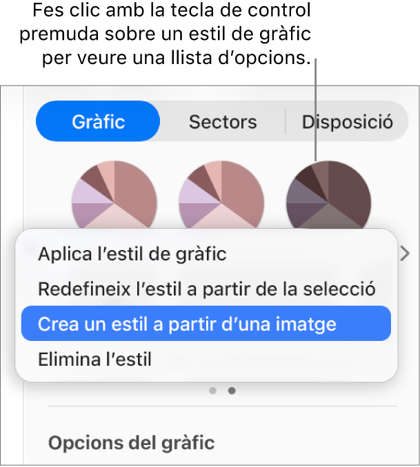 El menú de dreceres “Estil de gràfics”.