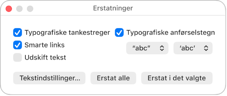 Vinduet Erstatninger.