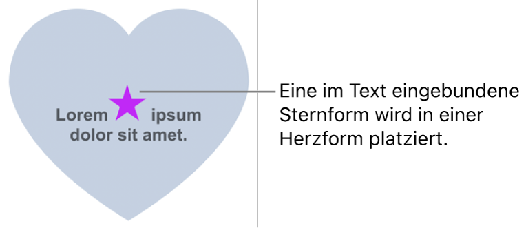 Eine Sternform im Text eingebunden in einer Herzform