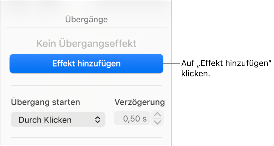 Taste „Effekt hinzufügen“ im Bereich für Animationen in der Seitenleiste