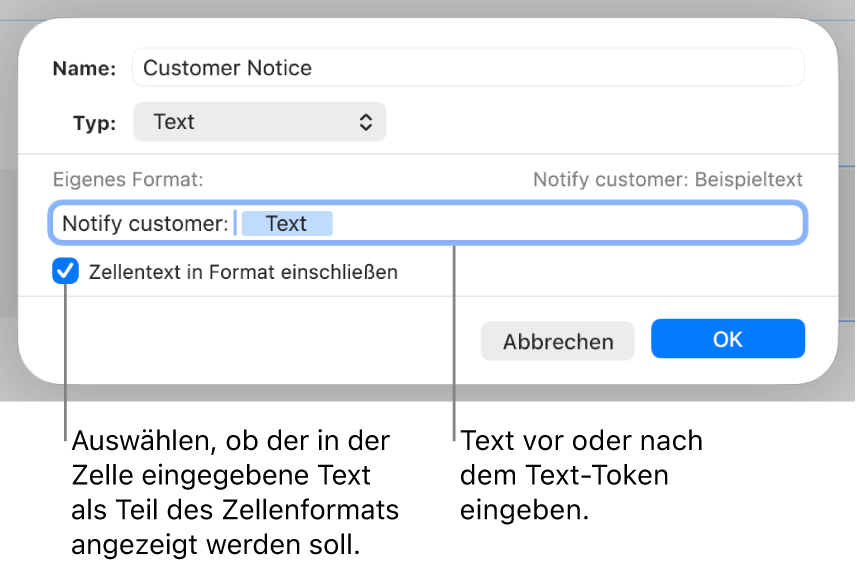 Eigenes Zellenformat für Text