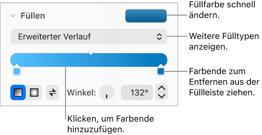 Steuerelemente zum Füllen von Objekten mit Farben
